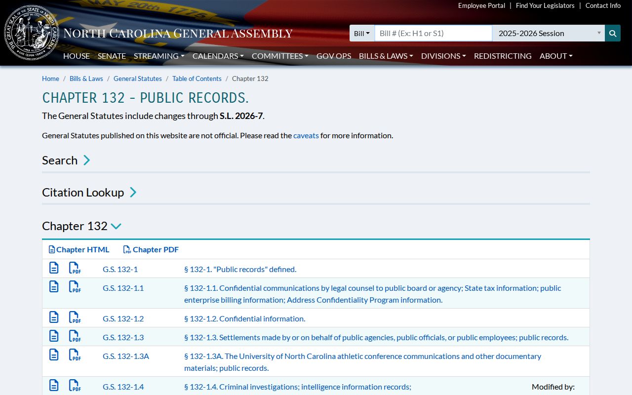 Hyde County arrest records and North Carolina Chapter 132 statute index