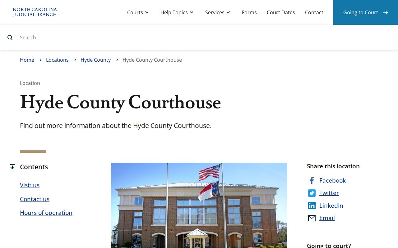 Hyde County criminal court record access at the courthouse